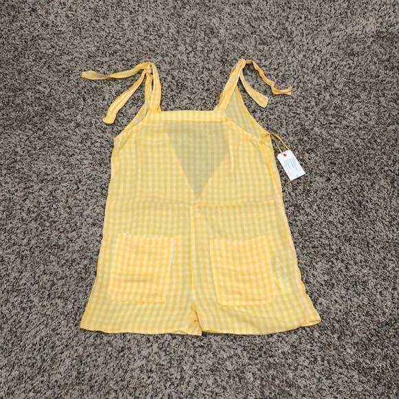 NWT Billabong Roam Around Romper Size Medium Sunflower Yellow White Gingham - Picture 2 of 9